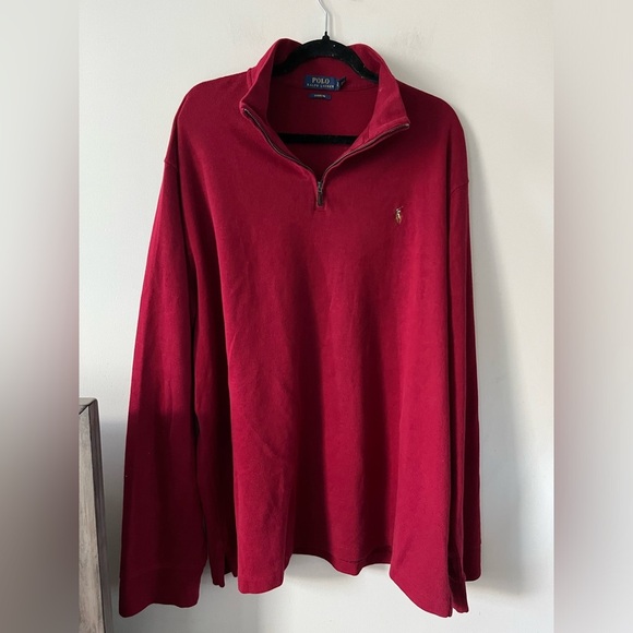 Ralph Lauren Burgundy Estate Rib Half Zip Pullover 2XL - Picture 1 of 8
